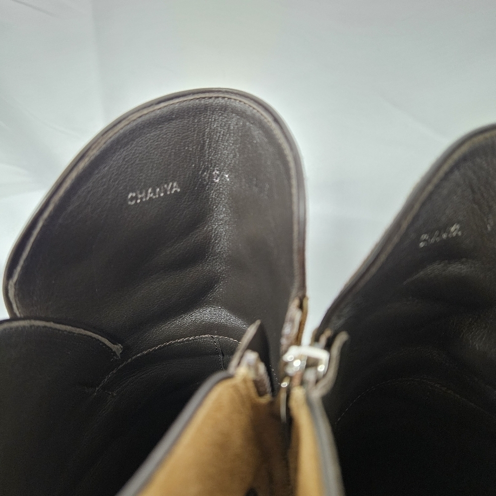 Bally Chanya Suede And Leather Heel Boots In Tan And Brown US Sz 6 EU Sz 36.5 - Picture 11 of 15